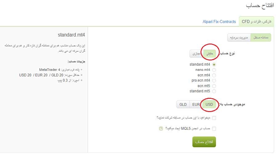 افتتاح حساب در آلپاری